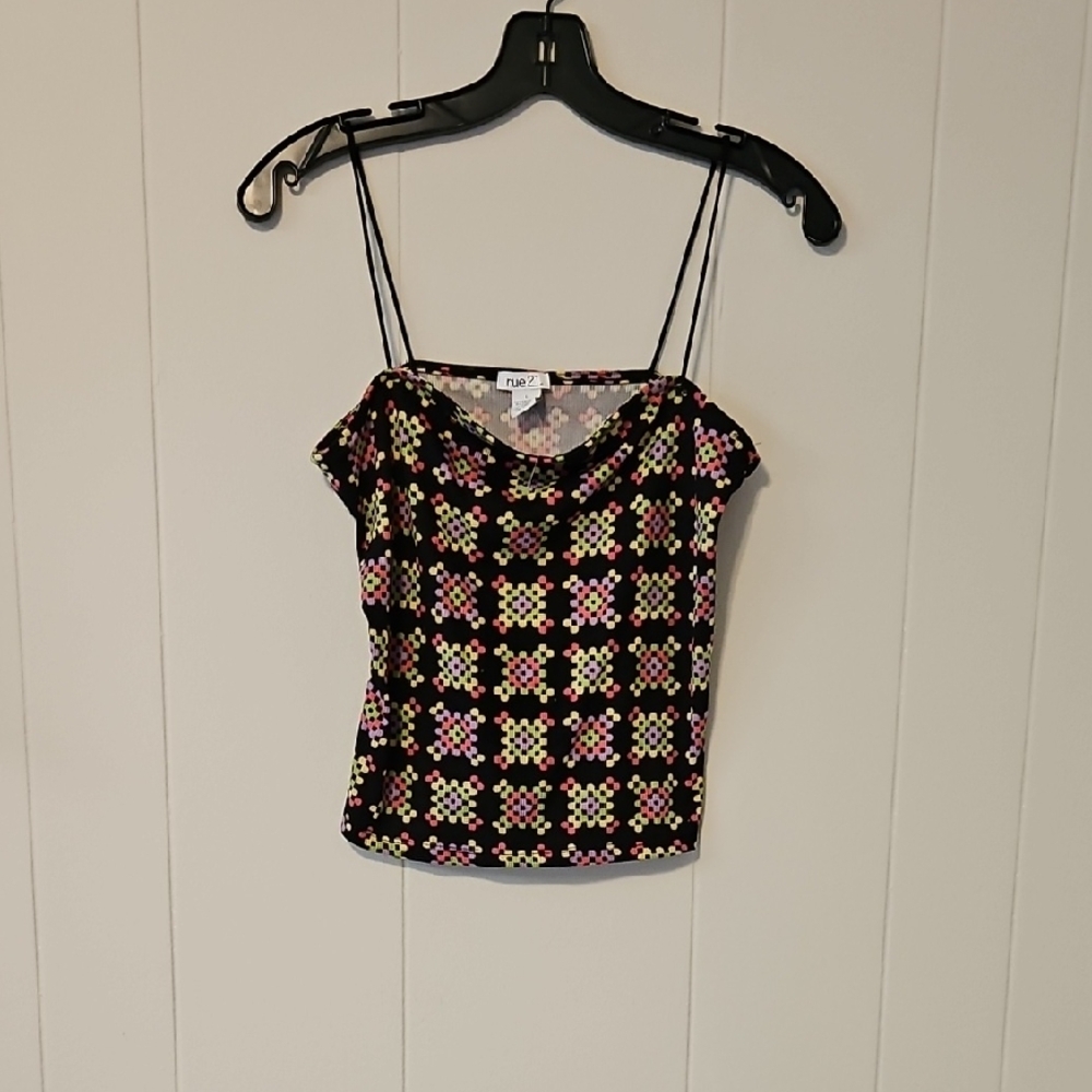 Trendy Black Multicolor Women's Top